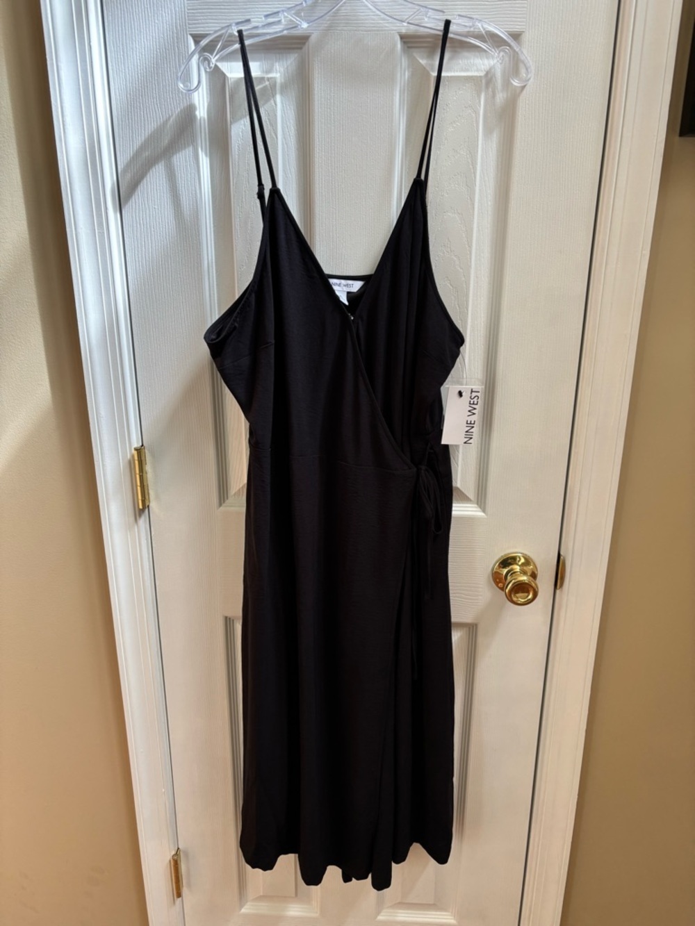 Nine West Black Strapless Wrap Slip Dress w/ Spaghetti Strap, Size XL, NWT